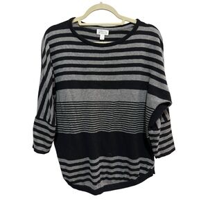 Market & Spruce - Black / Gray crew Neck, dolman Sleeves Sweater - Size L